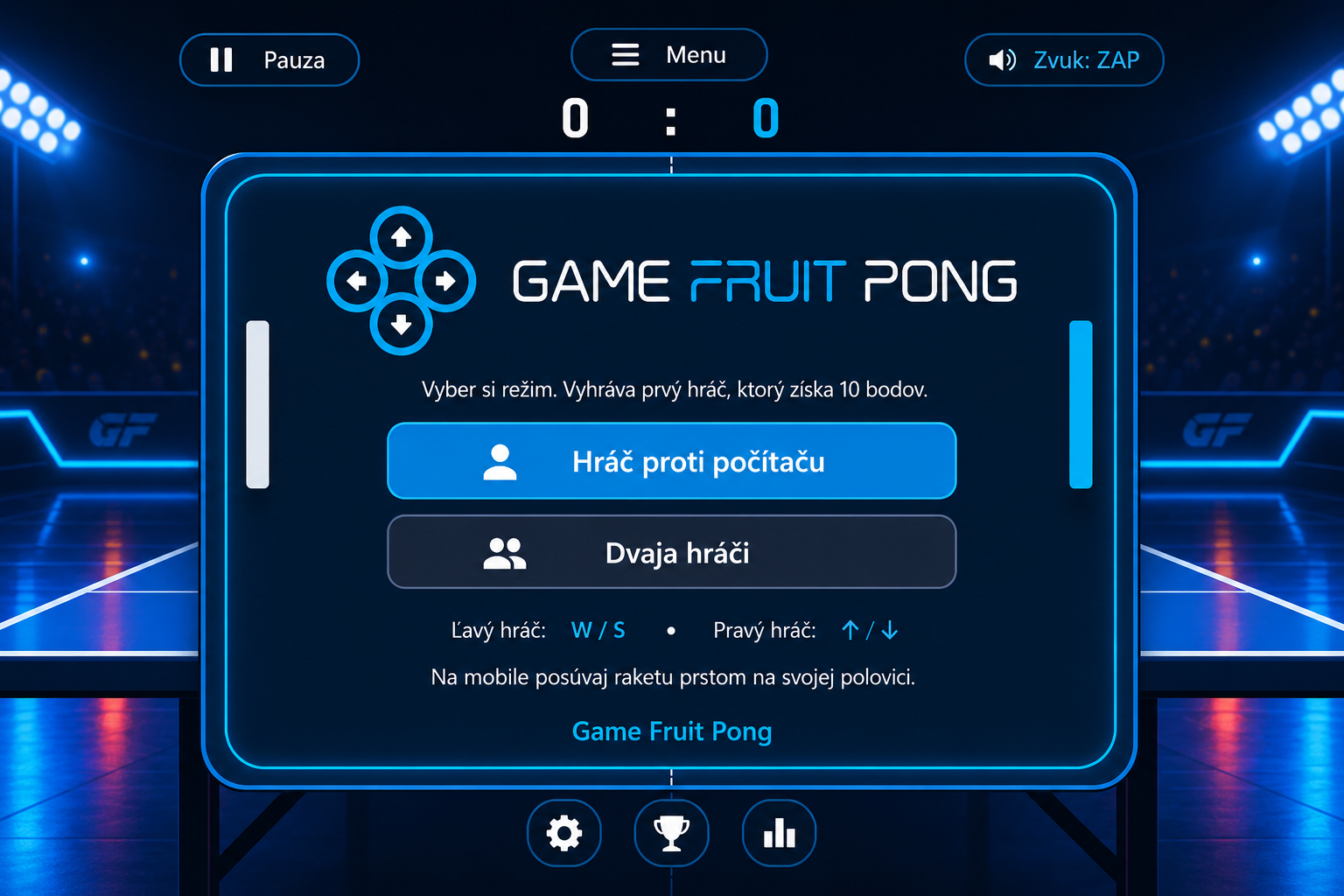 Game Fruit Pong menu